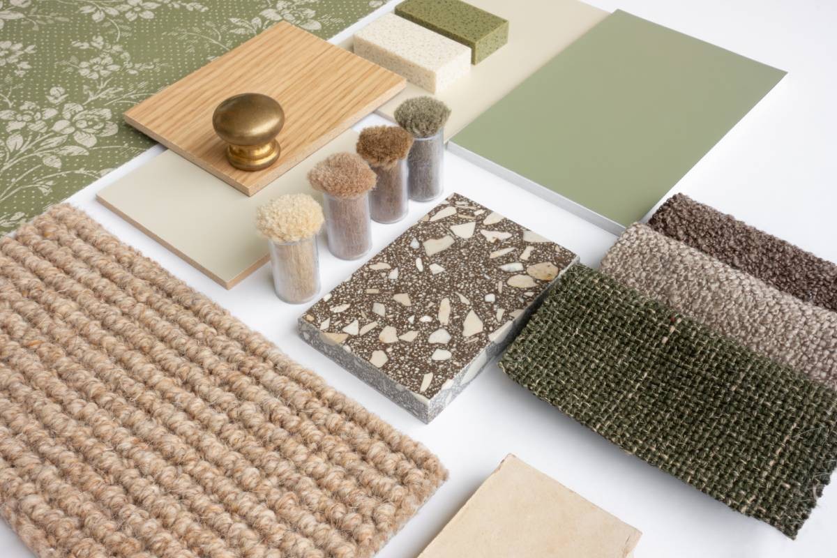 A selection of fabrics and wallpaper swatches near Hillsborough, New Jersey (NJ)