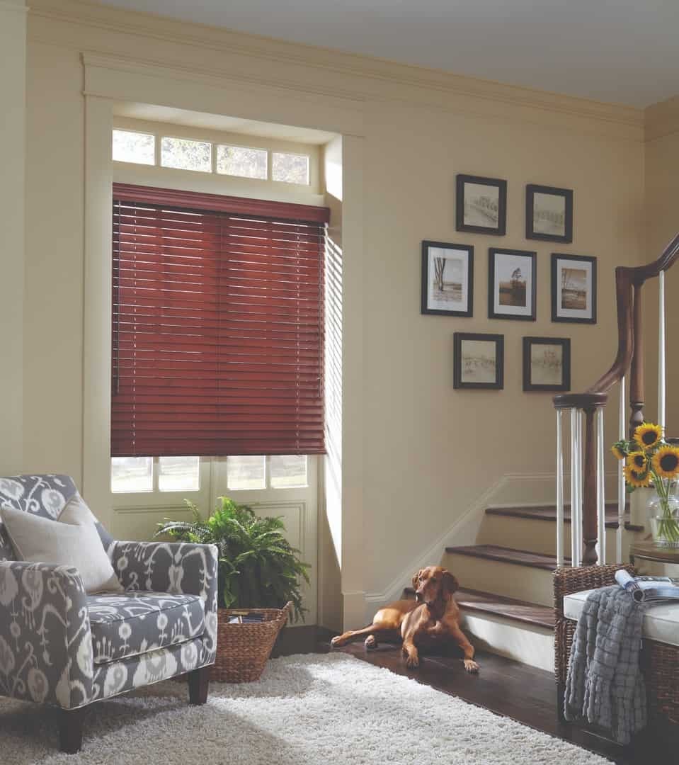 Custom wood window treatments for homes near Hillsborough, New Jersey, (NJ) including wood blinds.
