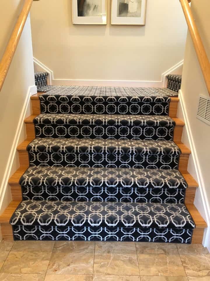 Stair Runner Rug for T-Style Landings in Homes Near Hillsborough and Princeton, New Jersey (NJ)